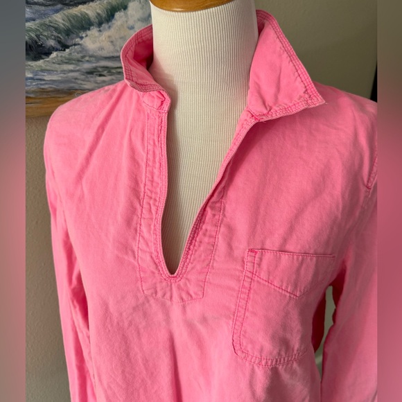 J. Crew size large soft-washed neon pink popover - Picture 3 of 5